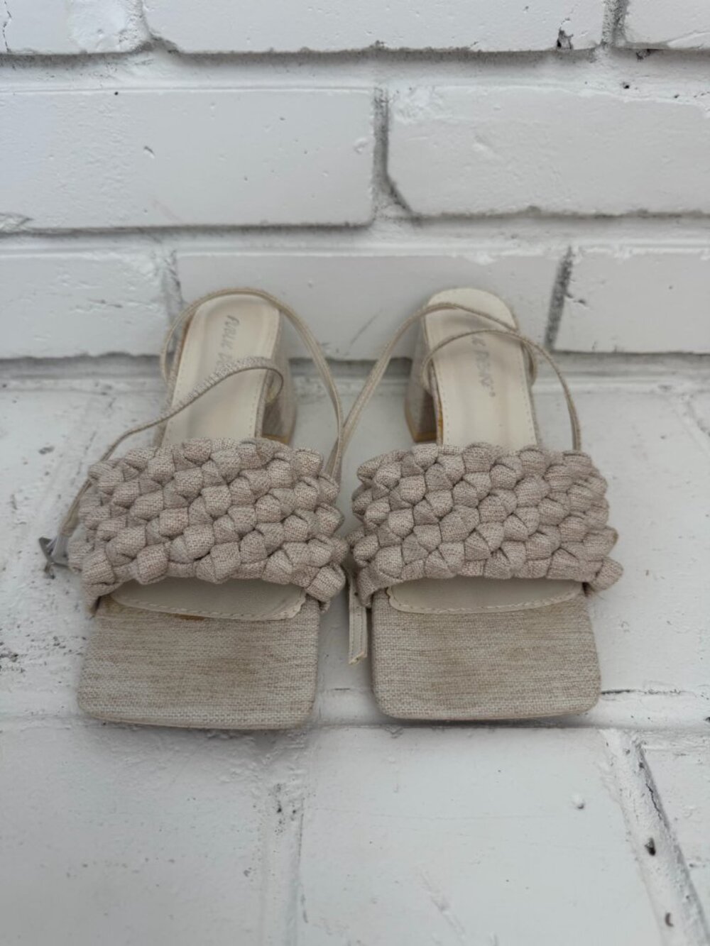 Public Desire Braided Woven Slingback Block Heel Sandals UK 4 / US 6